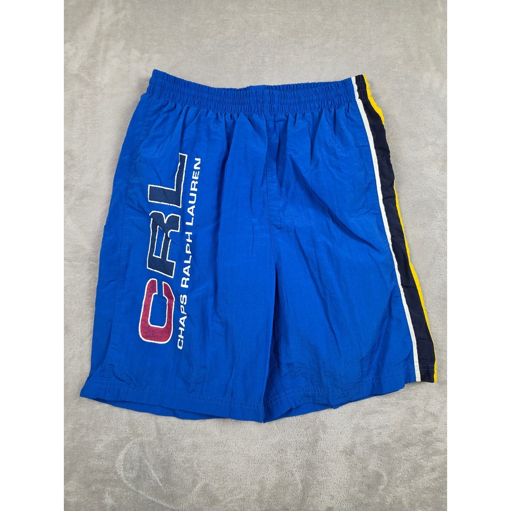 Chaps Ralph Lauren Swim Trunks Mens Medium Blue CRL Logo Nylon Mesh Lined Shorts
